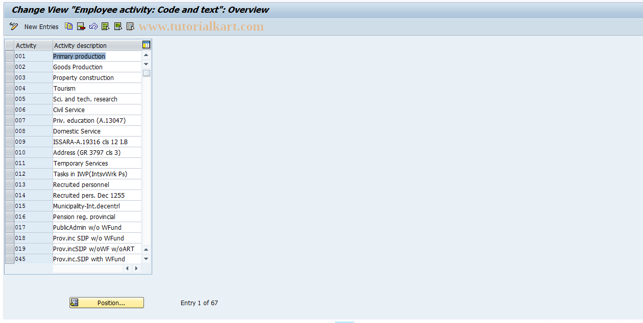 SAP TCode S_AHR_61000570 - IMG-Activity: OHAARSS003