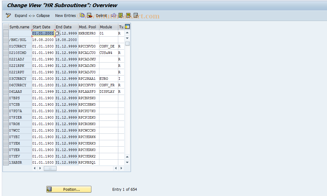SAP TCode S_AHR_61000618 - IMG-Activity: OHAVE_PAY003