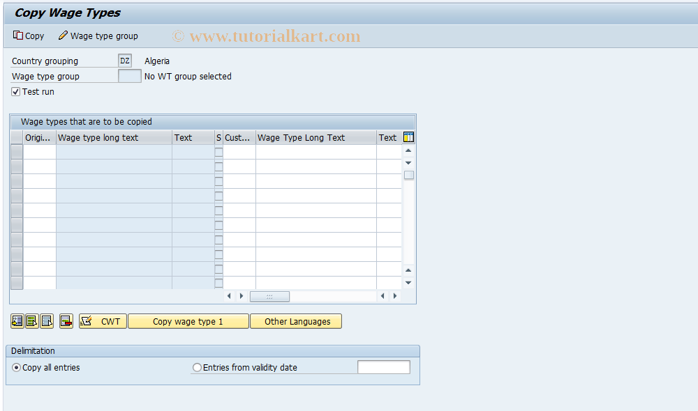 SAP TCode S_AHR_61000663 - IMG-Activity: OHABR_BEN001