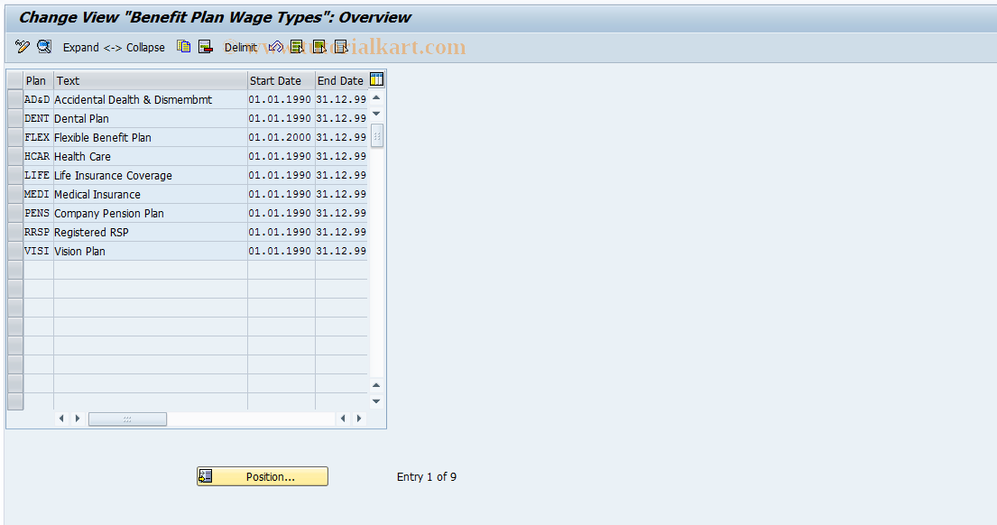 SAP TCode S_AHR_61000665 - IMG-Activity: OHABR_BEN003