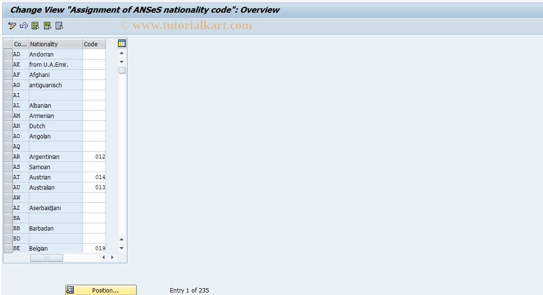 SAP TCode S_AHR_61000765 - IMG-Activity: OHAARAN003