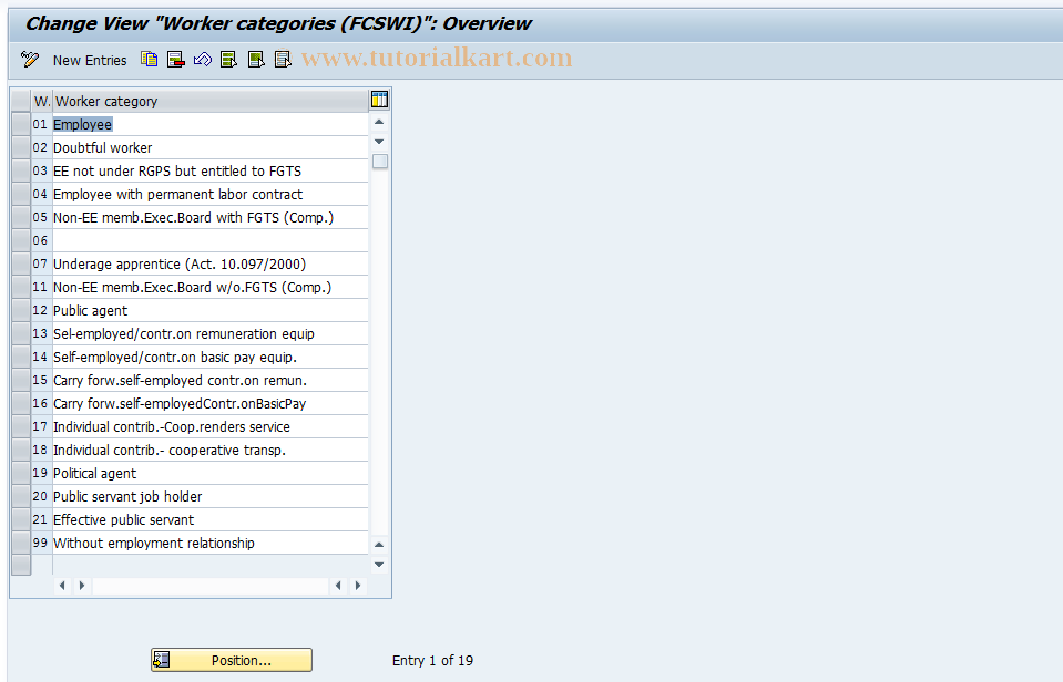 SAP TCode S_AHR_61000862 - IMG Activity: OHABR_FG007