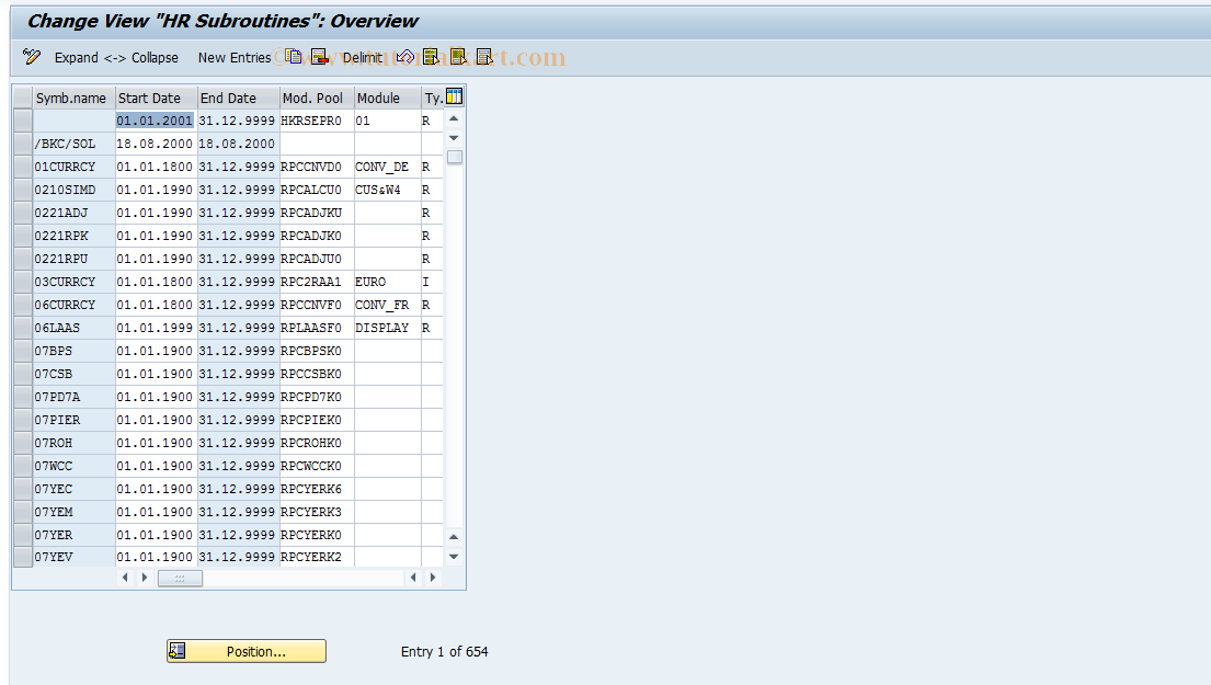 SAP TCode S_AHR_61000864 - IMG-Activity: OHAAR_PAY003