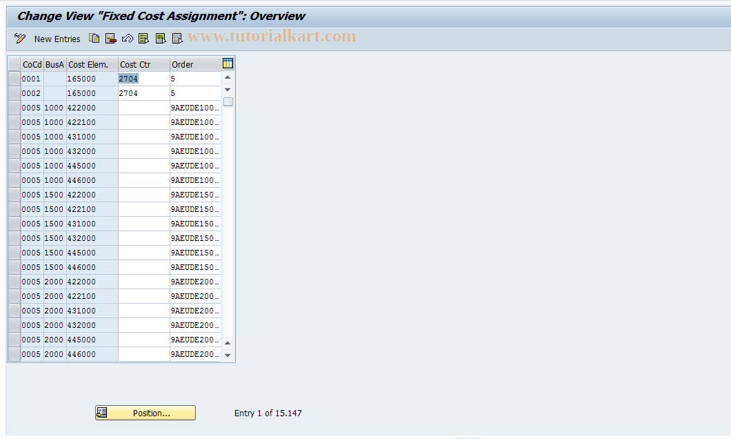 SAP TCode S_AHR_61000901 - IMG-Activity: OHAAR_RI061