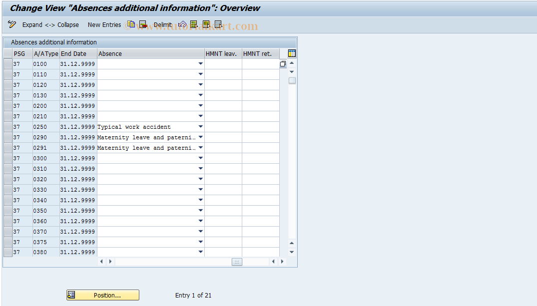 SAP TCode S_AHR_61000976 - IMG activity: OHABR_AU011