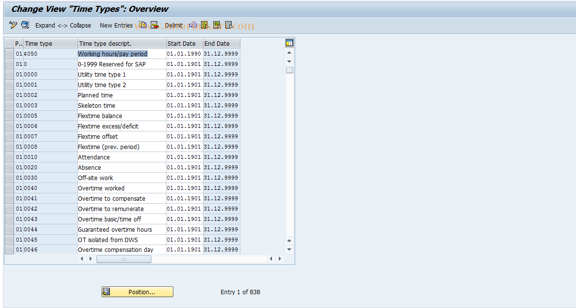 SAP TCode S_AHR_61001001 - IMG-Activity: OHAMX_TI110