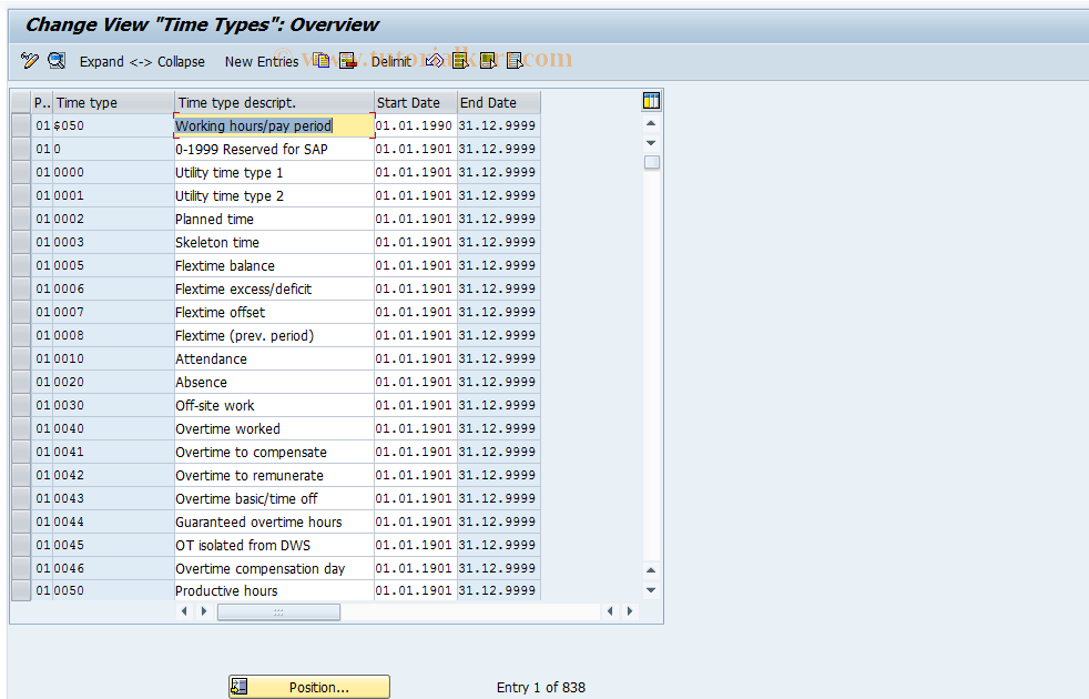 SAP TCode S_AHR_61001063 - IMG-Activity: OHAVE_TI110