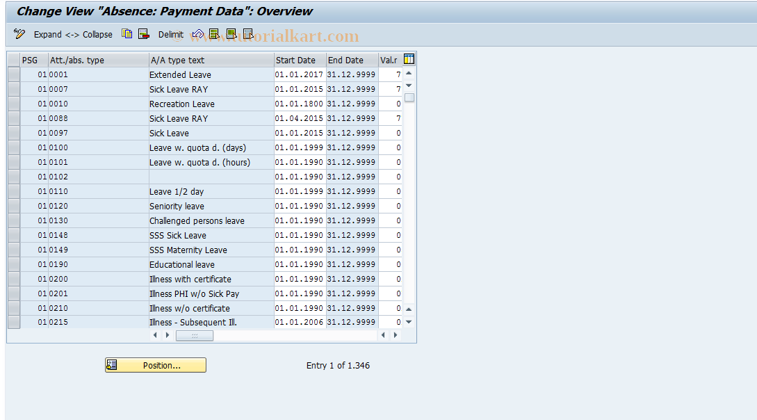 SAP TCode S_AHR_61001178 - IMG-Activity: OHAAR_AB002