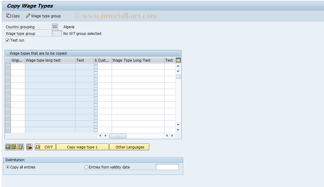 SAP TCode S_AHR_61001213 - IMG-Activity: OHAVE_BEN001