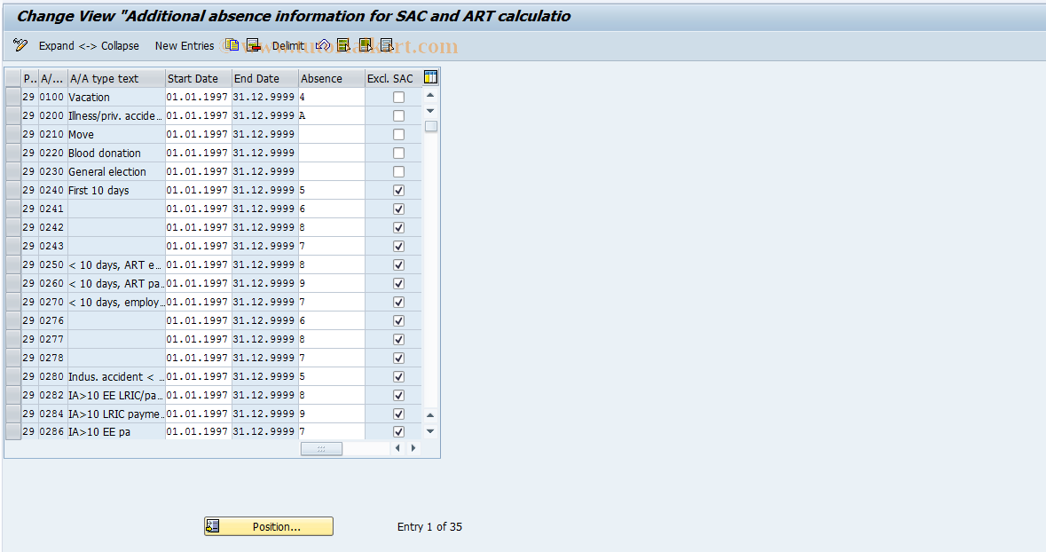 SAP TCode S_AHR_61001323 - IMG-Activity: OHAARAB001