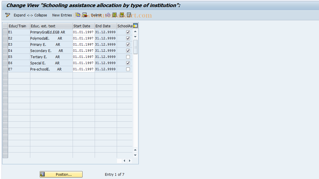 SAP TCode S_AHR_61001332 - IMG-Activity: OHAARFA001