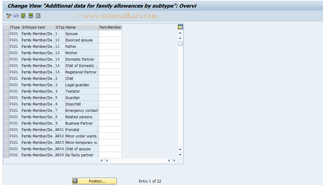 SAP TCode S_AHR_61001337 - IMG-Activity: OHAARFA002