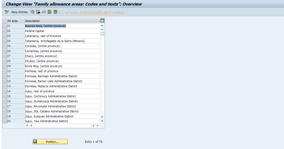 SAP TCode S_AHR_61001417 - IMG-Activity: OHAARFA004