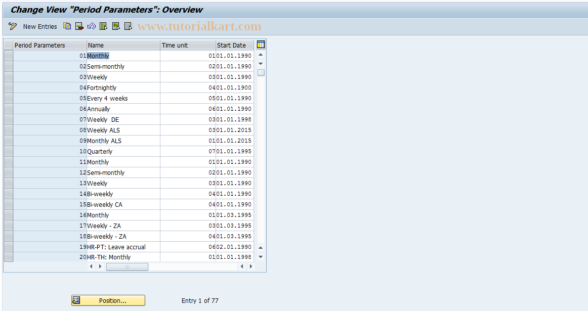 SAP TCode S_AHR_61001430 - IMG-Activity: OHAAR_UM012