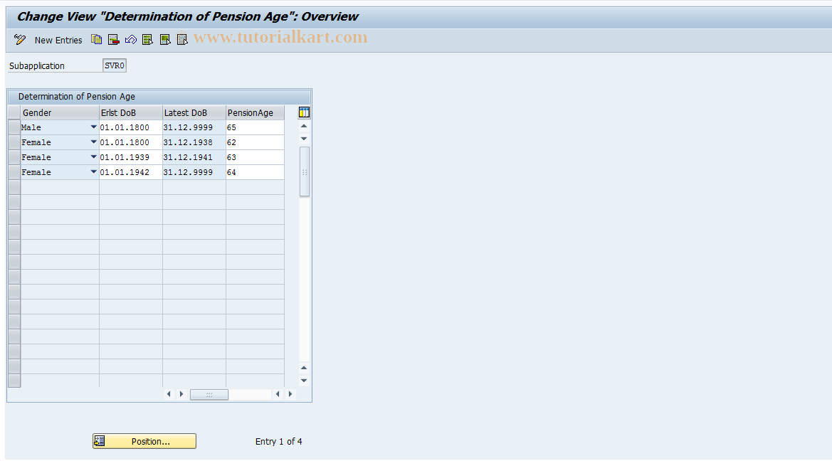 SAP TCode S_AHR_61001734 - IMG Activity: OHACSV050