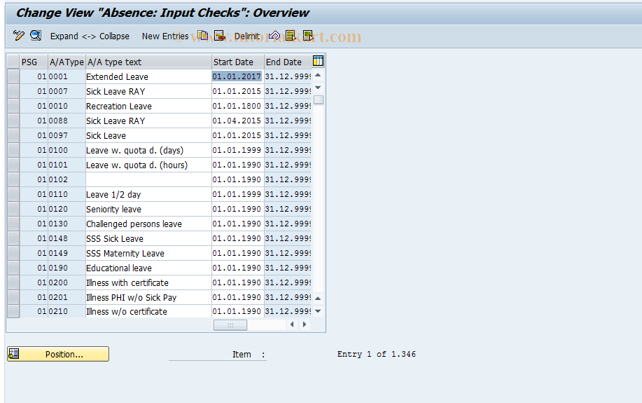 SAP TCode S_AHR_61001805 - IMG Activity: OHAAAB102