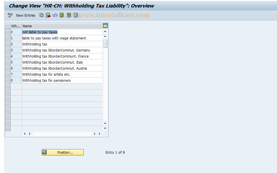 SAP TCode S_AHR_61001832 - IMG Activity: OHICQ003