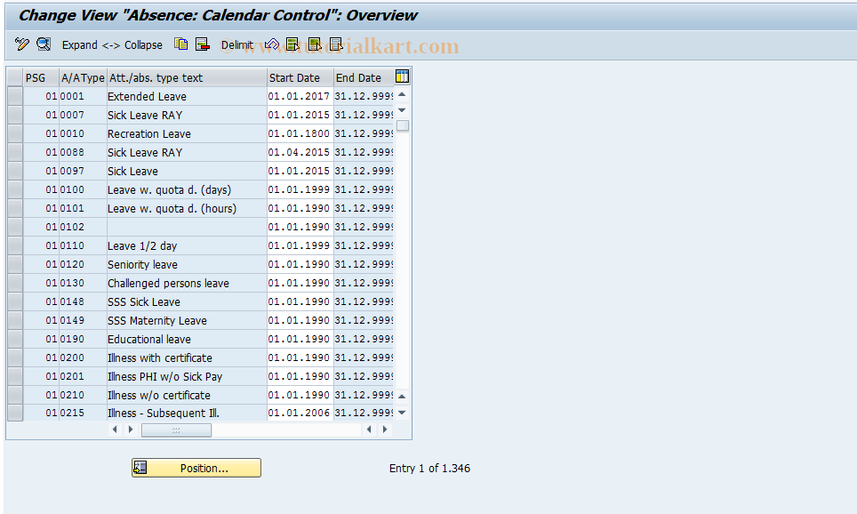 SAP TCode S_AHR_61001909 - IMG Activity: OHAA412