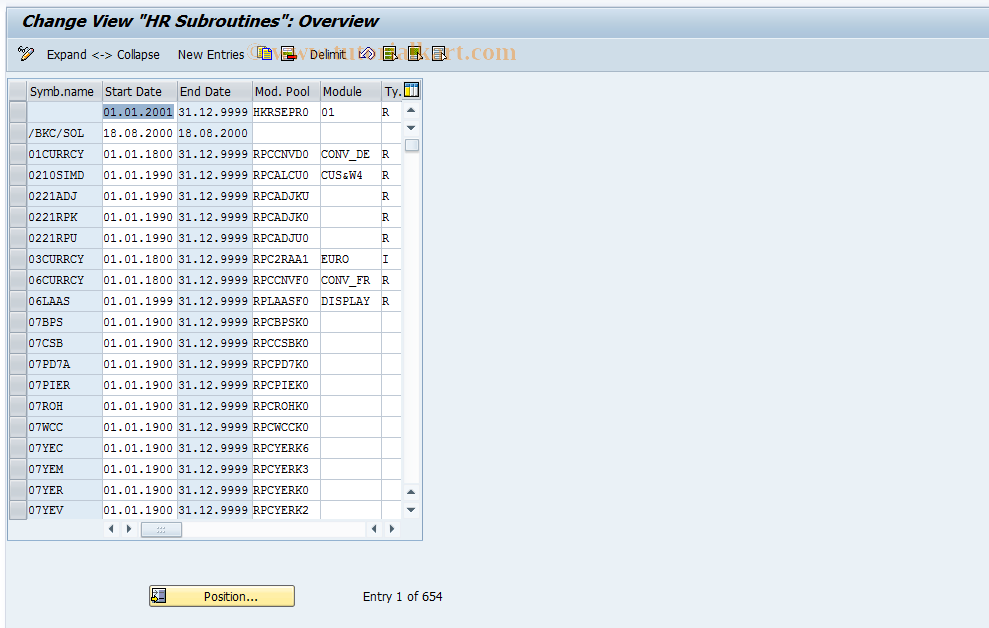 SAP TCode S_AHR_61001987 - IMG Activity: OHAAPAY003