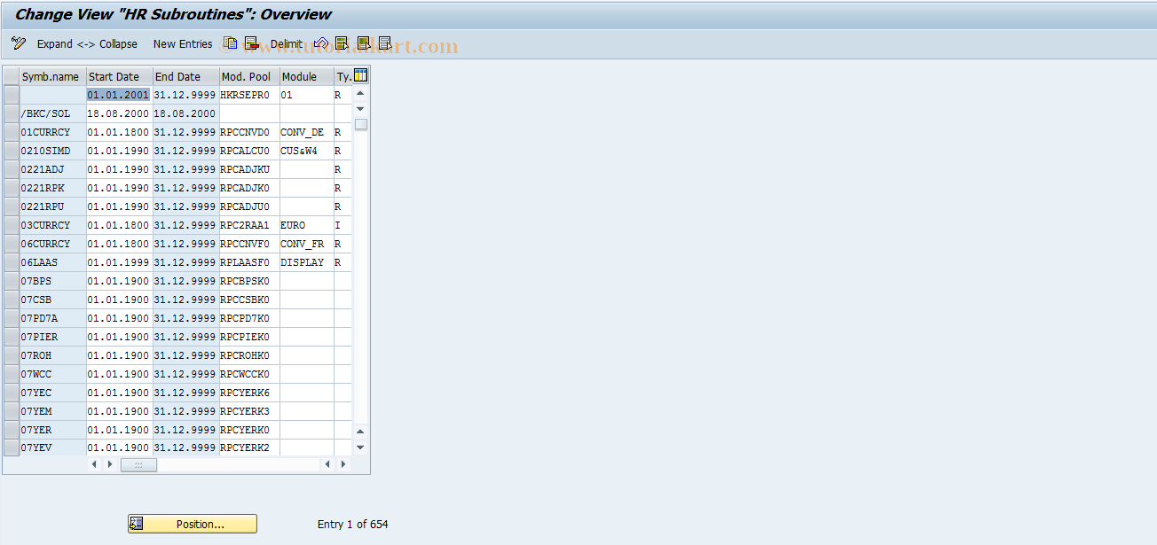 SAP TCode S_AHR_61002395 - IMG-Aktivität: OHAWPAY003