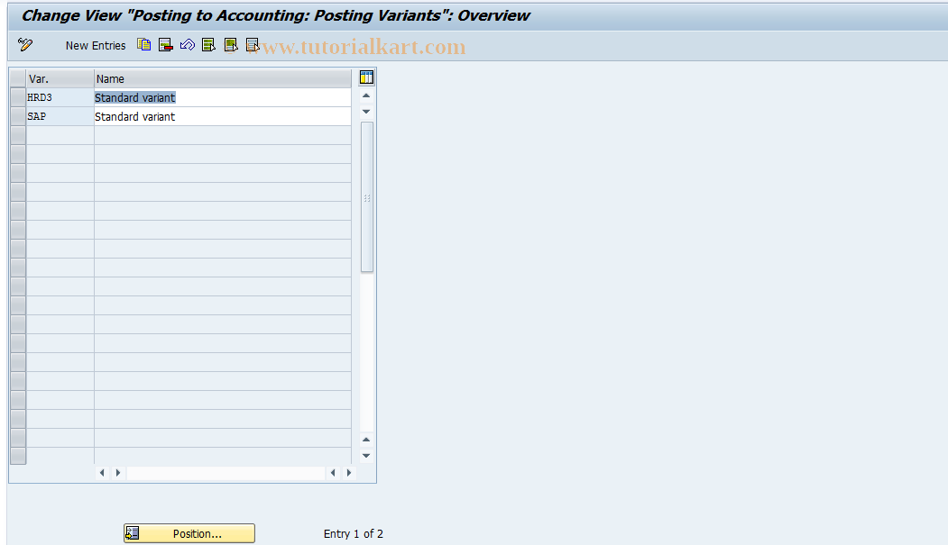 SAP TCode S_AHR_61002421 - IMG-Aktivität: OHAWRI071