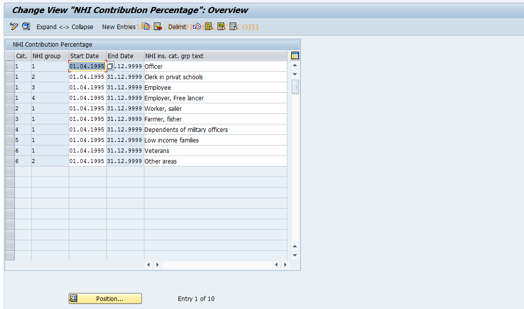 SAP TCode S_AHR_61002450 - IMG-Aktivität: OHATW_NH160