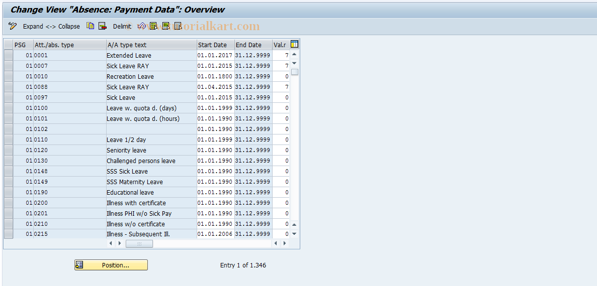 SAP TCode S_AHR_61002611 - IMG-Aktivität: OHAWAB002