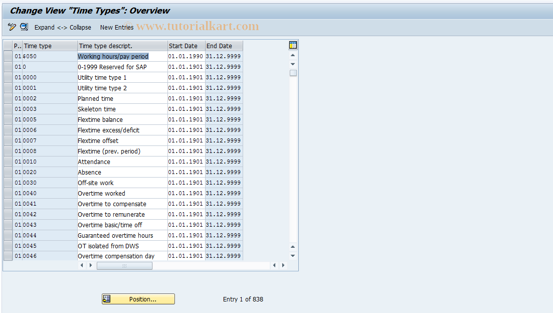 SAP TCode S_AHR_61002871 - IMG-Aktivität: OHAWTI110