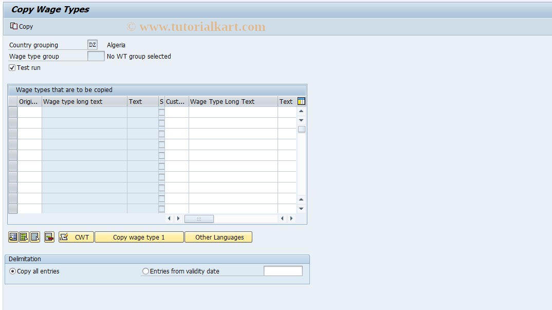 SAP TCode S_AHR_61002970 - IMG-Aktivität: OHAWDE1046