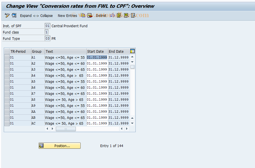 SAP TCode S_AHR_61003324 - IMG-Aktivität: OHIRSI006