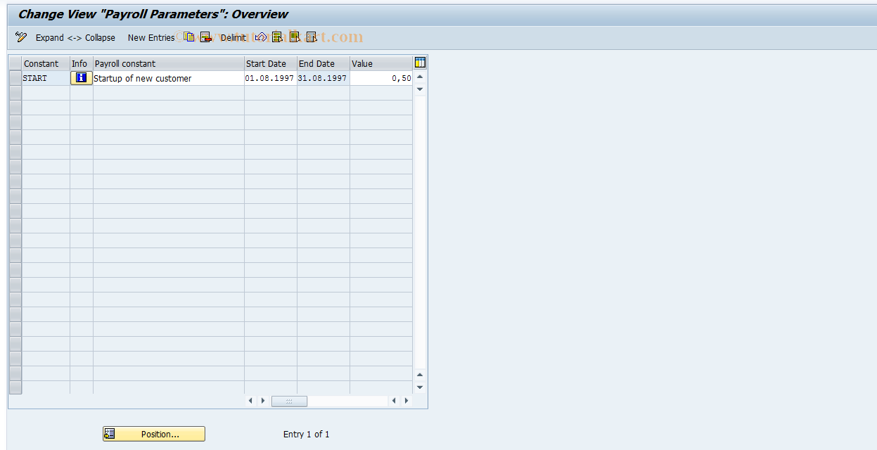 SAP TCode S_AHR_61003433 - IMG Activity: OHAM_START