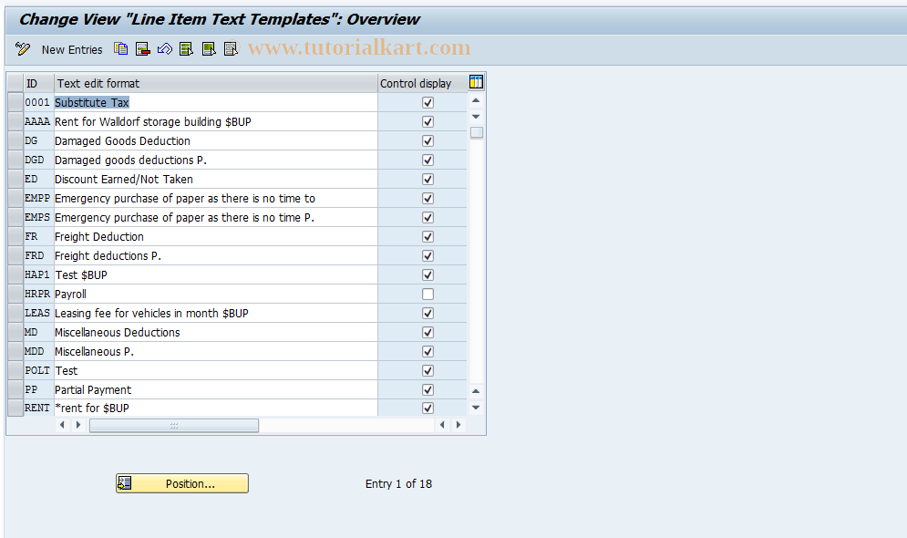 SAP TCode S_AHR_61003474 - IMG-Aktivität: OHARRI070