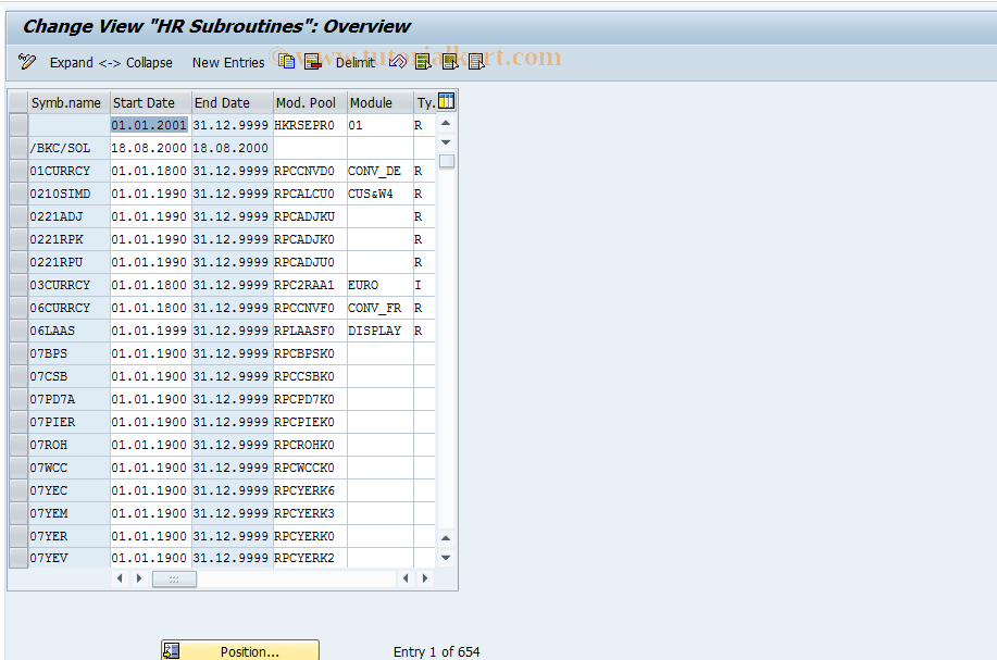 SAP TCode S_AHR_61003496 - IMG-Aktivität: OHARPAY003