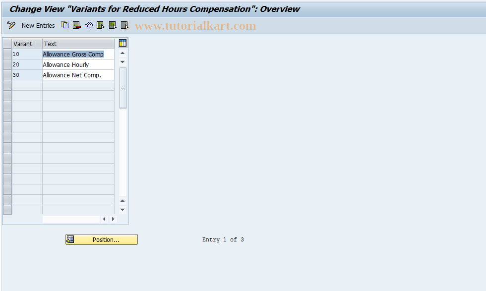 SAP TCode S_AHR_61003529 - IMG Activity: OHADKU301