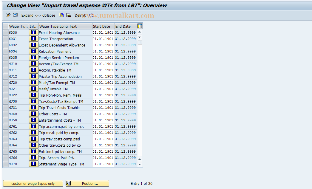 SAP TCode S_AHR_61003653 - IMG Activity: OHADTR100