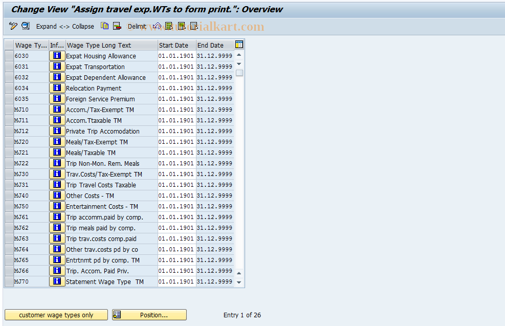 SAP TCode S_AHR_61003669 - IMG Activity: OHADTR500