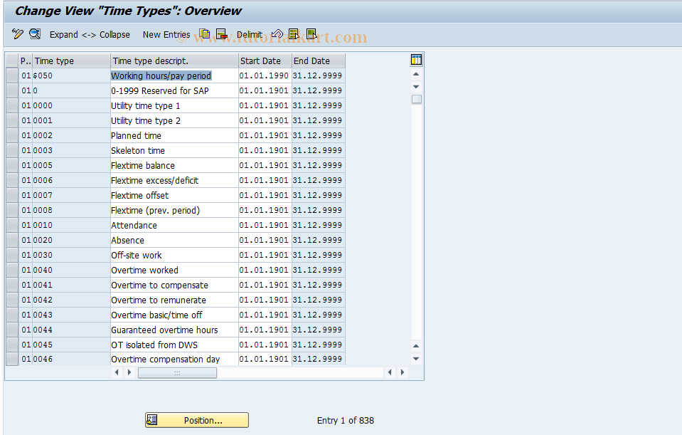 SAP TCode S_AHR_61003811 - IMG-Aktivität: OHARTI110