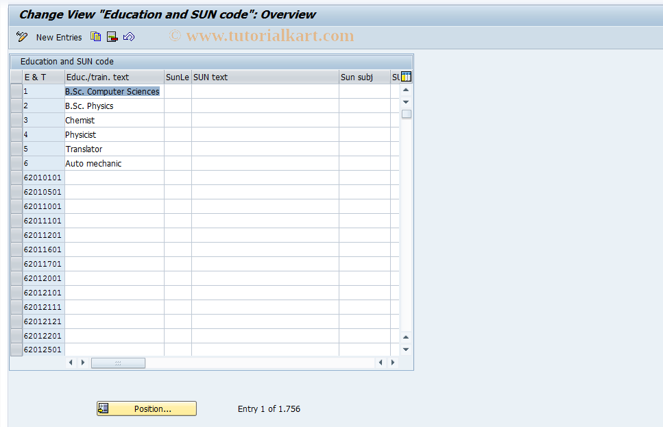 SAP TCode S_AHR_61003903 - IMG-Aktivität: OHASRE021