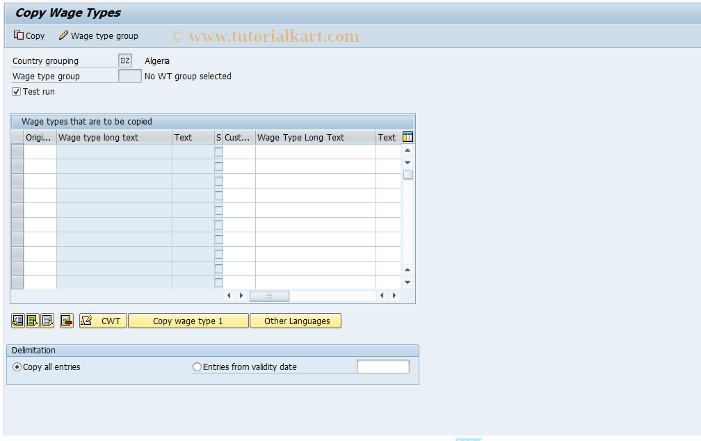 SAP TCode S_AHR_61003966 - IMG-Aktivität: OHARAWS010