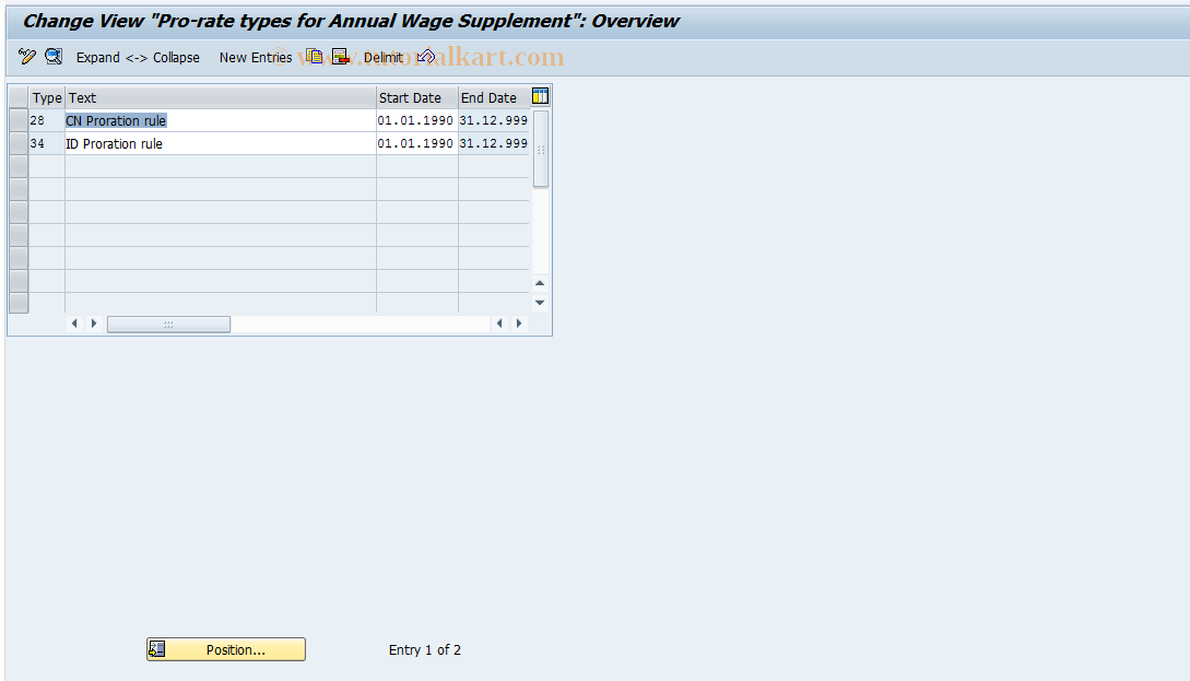 SAP TCode S_AHR_61004005 - IMG-Aktivität: OHARAWS002