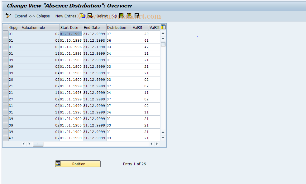 SAP TCode S_AHR_61004058 - IMG Activity: OHADBLU343