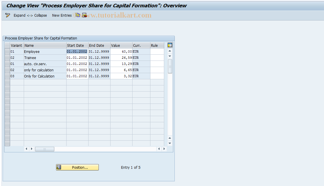 SAP TCode S_AHR_61004078 - IMG Activity: OHADBLV100