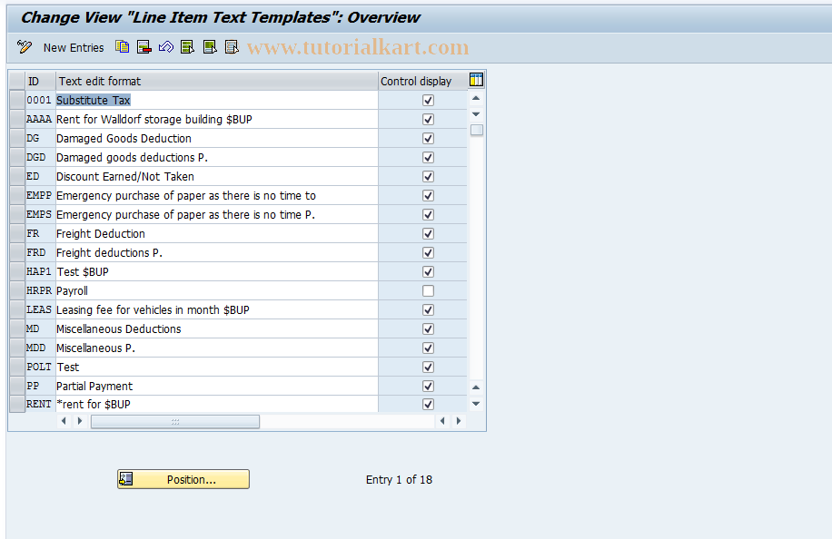 SAP TCode S_AHR_61004096 - IMG Activity: OHAM_RI070