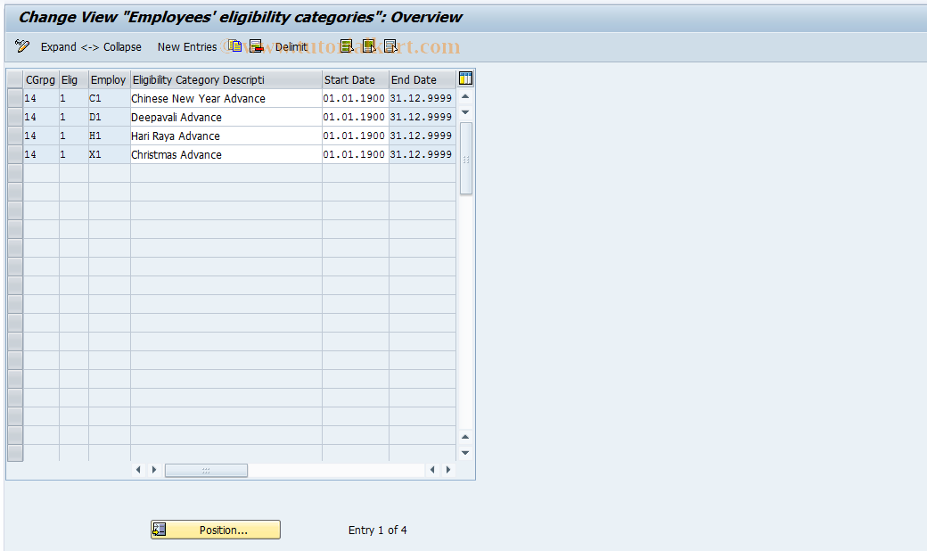 SAP TCode S_AHR_61004110 - IMG-Aktivität: OHARAP010