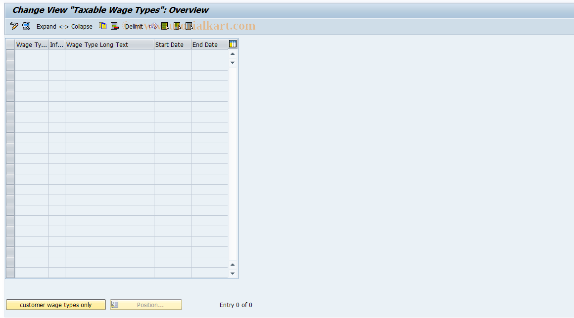 SAP TCode S_AHR_61004132 - IMG-Aktivität: OHAPHTAX007