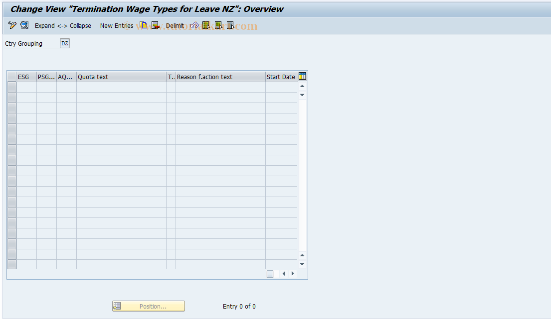 SAP TCode S_AHR_61004654 - IMG-Aktivität: OHANZTRM003