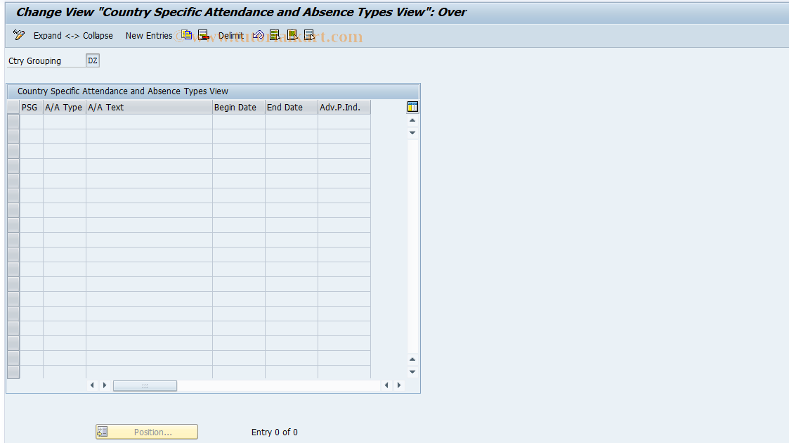 SAP TCode S_AHR_61004740 - IMG-Aktivität: OHANZADV001