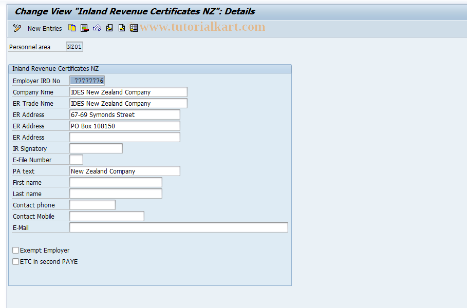 SAP TCode S_AHR_61004777 - IMG-Aktivität: OHANZIRC000