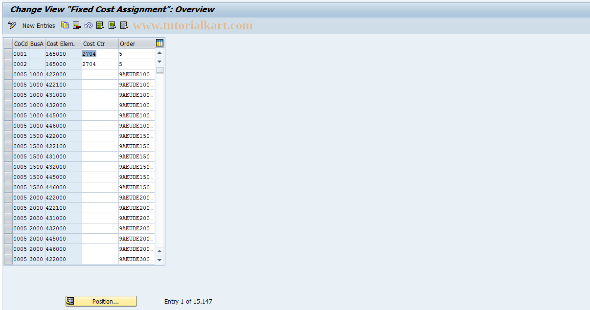 SAP TCode S_AHR_61004791 - IMG-Aktivität: OHANZRI061