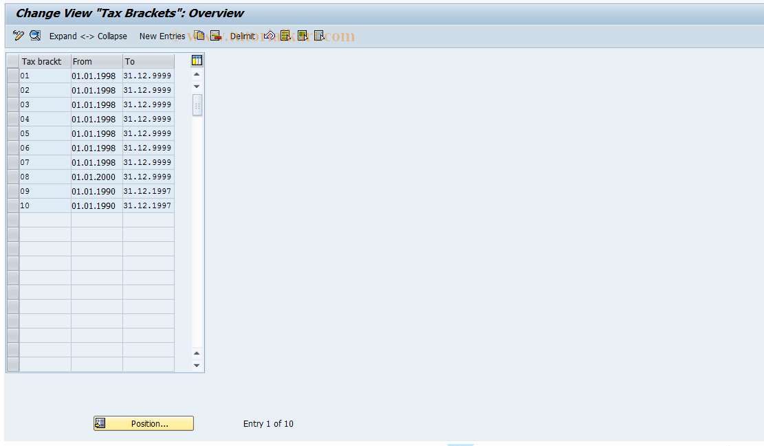 SAP TCode S_AHR_61004805 - IMG-Aktivität: OHAPHTAX004